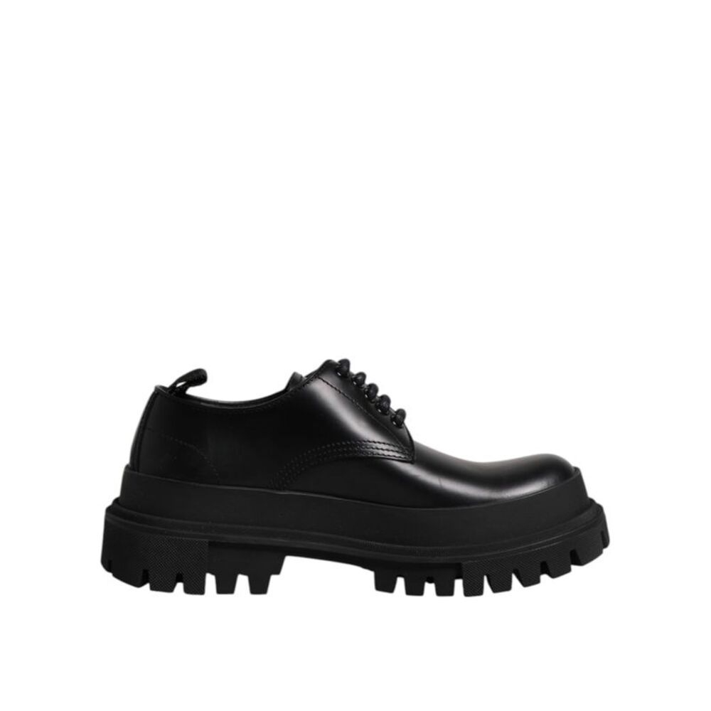 Dolce & Gabbana Black Leather Hi-Trekking Derby Men's Shoes